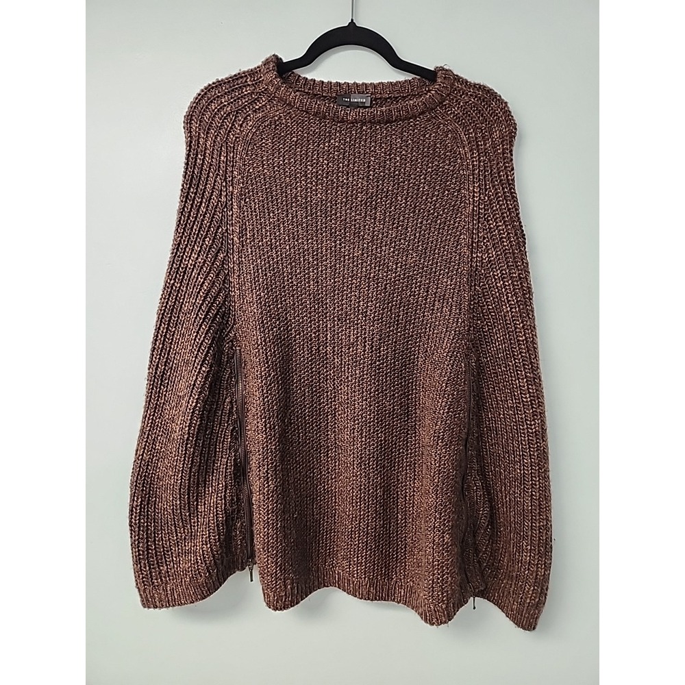 The‎ Limited Womens XS S Open Knit Crochet Style Brown Zipper Poncho Sweater